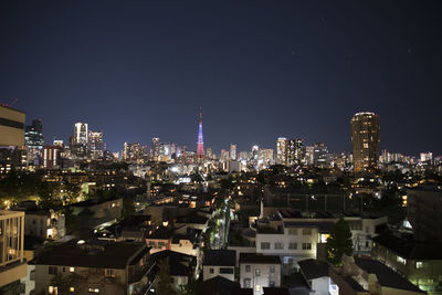 Illuminated cityscape at night