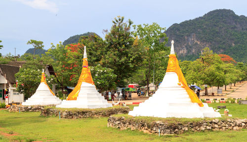 Panoramic view of temple against sky