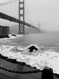 Suspension bridge over sea