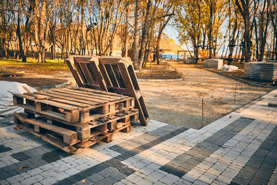 Empty bench in park