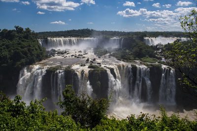 Scenic view of the iguacu waterfalls in brazil