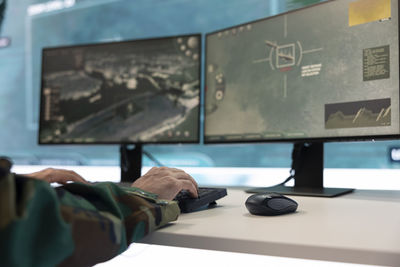 High angle view of man working in office