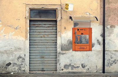 Closed door of old building