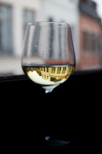 Close-up of beer glass