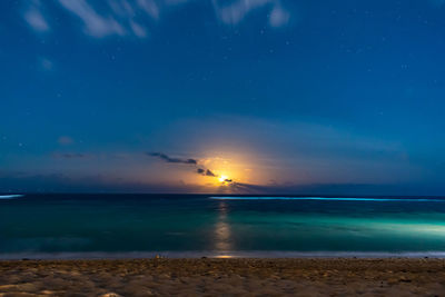 Scenic view of sea against sky at sunset