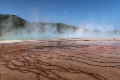 Landscape of geyser pool area in yellowstone national park