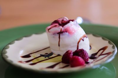 Close-up of ice cream in plate