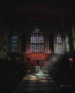 Illuminated building at night