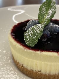 Close-up of cake served on plate