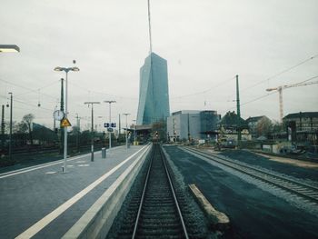 Railroad tracks in city