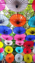 Close-up view of umbrellas