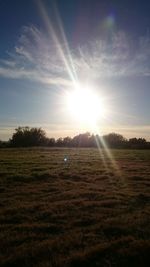 Scenic view of field against sky at sunset