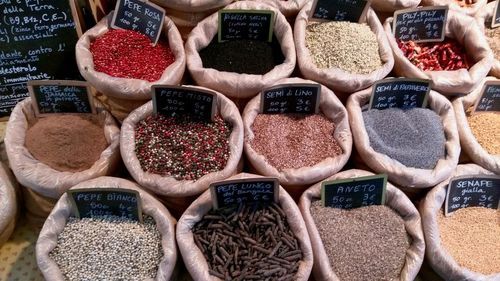 Various fruits for sale at market stall
