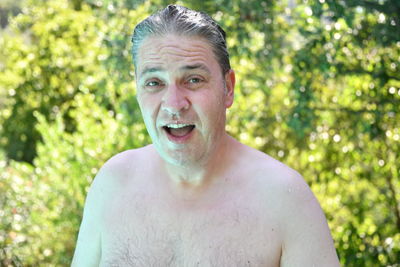 Portrait of shirtless man