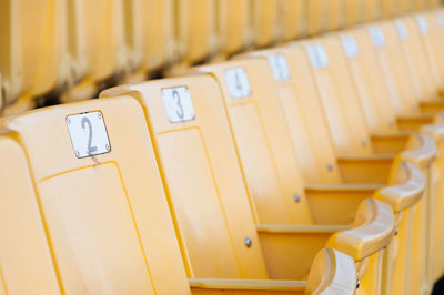 Close-up of empty seats