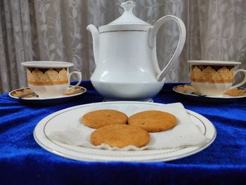 Close-up of dessert in plate on table