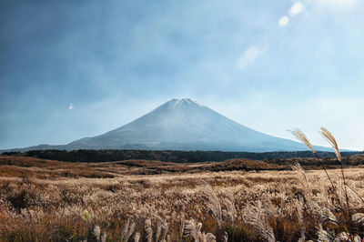 Scenic view of volcanic landscape against sky