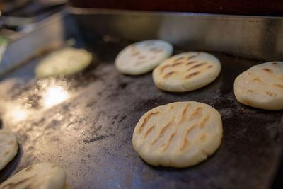 High angle view of cookies on table