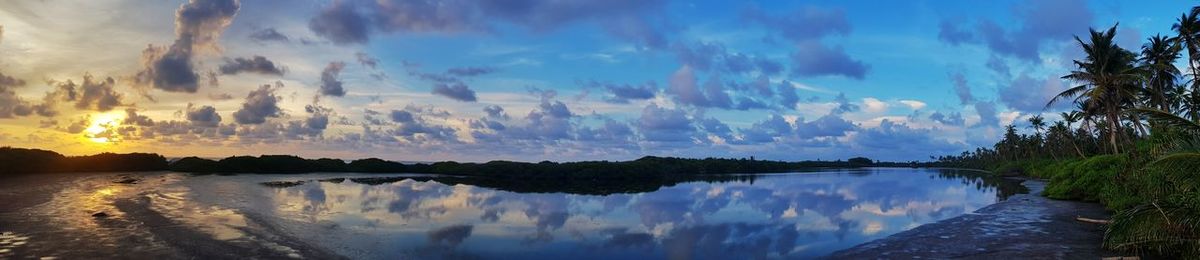 Panoramic view of lake against sky