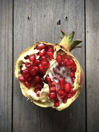 Directly above shot of pomegranate on table