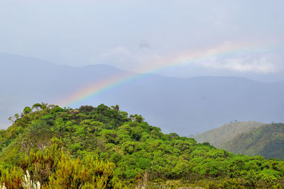 Rainbow against a mountain background at mount kipipiri, aberdare ranges, kenya