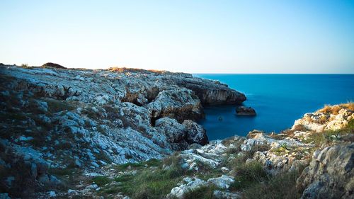 Scenic view of sea against clear sky