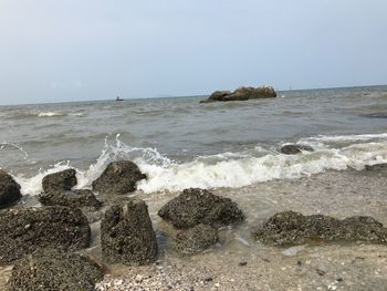 Scenic view of sea against clear sky