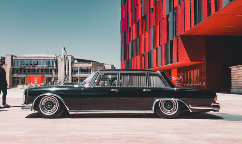 Vintage car on street in city