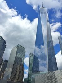 Low angle view of modern building against sky