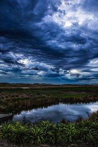 Scenic view of landscape against cloudy sky