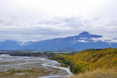 Scenic view of mountains against sky