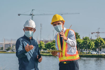 People working in water