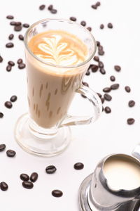 High angle view of coffee on table