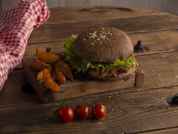 Close-up of fruits on cutting board