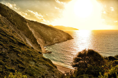 Scenic view of sea against sky during sunset