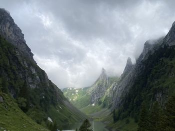 Panoramic view of landscape and mountains against sky