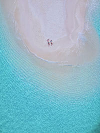 High angle view of man swimming in sea