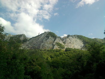 Scenic view of mountains against cloudy sky