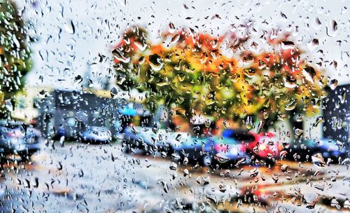 Full frame shot of wet car window