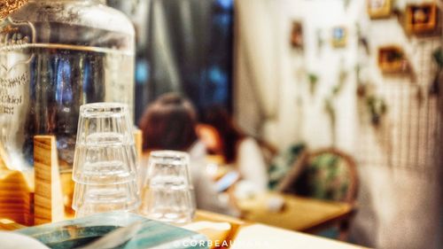 Close-up of water bottle on table