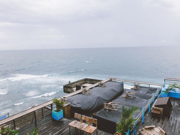 High angle view of sea against sky