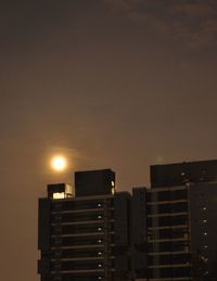 Exterior of modern buildings at night