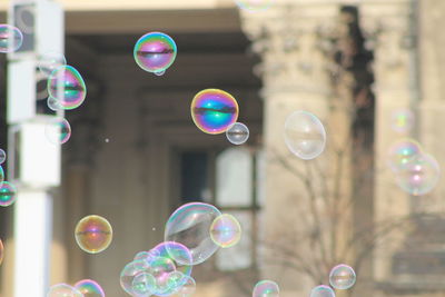 View of bubbles against blurred background