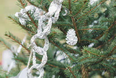 Aluminium foil decoration on christmas tree