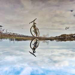 Airplane in cloudy sky