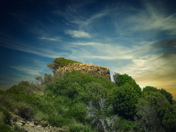 Low angle view of fort against sky