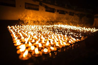 Close-up of illuminated candles