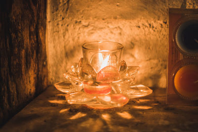 Close-up of wine glass on table