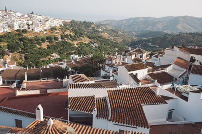 High angle view of townscape against sky