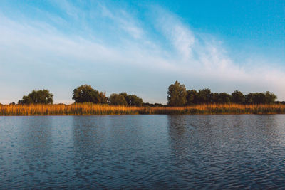 Scenic view of lake against sky